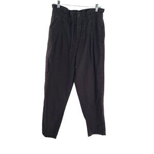 Forever 21 paper bag waist drawstring 100% Cotton charcoal Size large High Rise‎